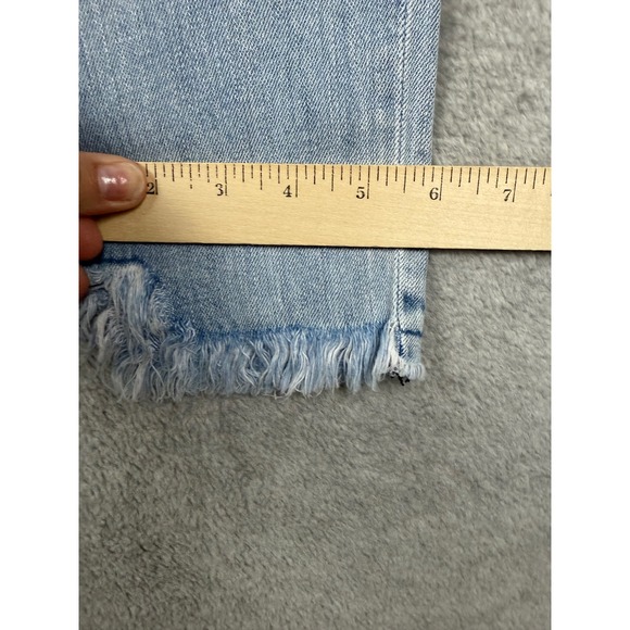 American Eagle Jeans Women 2 Long Floral Embroidered Distressed Denim Light Wash - Picture 11 of 14